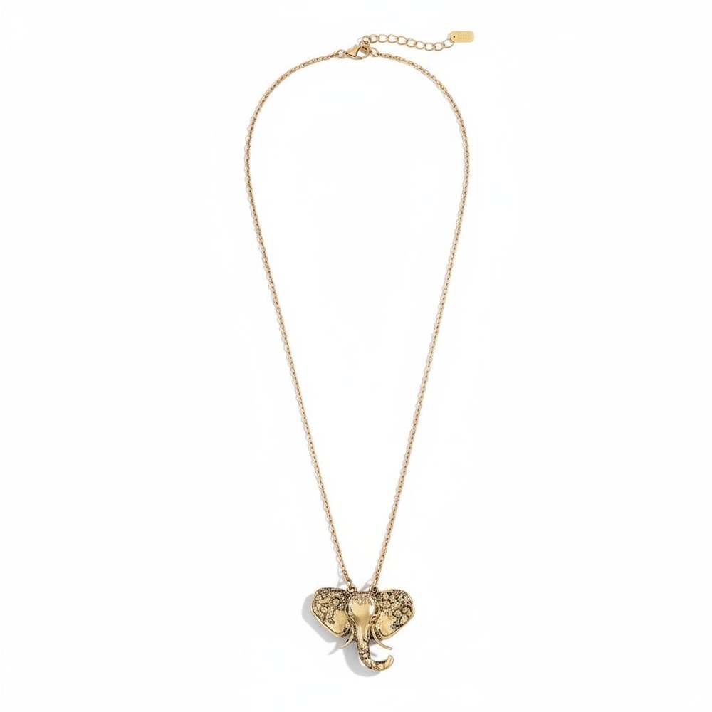 Elephant Pendant Boho Gold Lucky Elephant Necklace Womens NEW NWT